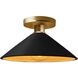 Radiance LED 11.75 inch Carbon Matte Black and Champagne Gold and Polished Brass Semi Flush Ceiling Light