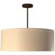 Textile Collection - Classic Family 6 Light 24 inch Dark Bronze Drum Pendant Ceiling Light in Incandescent, Cream Linen, Classic Family