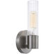 Fusion Collection - Rimini Family 1 Light 4.25 inch Brushed Nickel and Clear Ribbed ADA Wall Sconce Wall Light, EVOLV