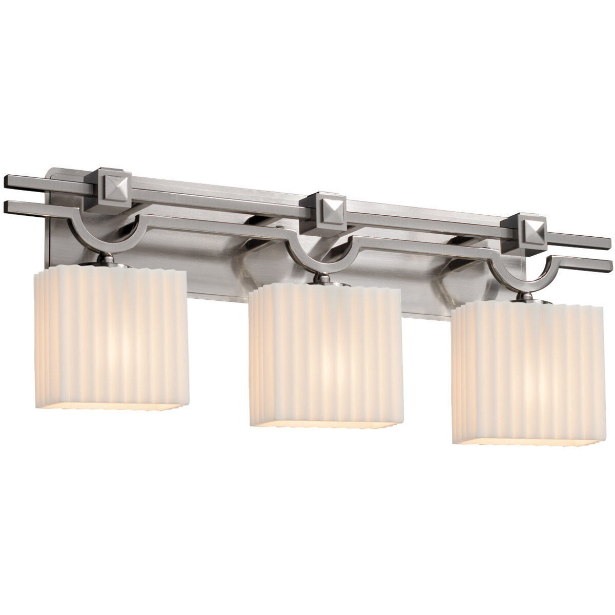 Porcelina 3 Light 29 inch Brushed Nickel Vanity Light Wall Light in Waves, Incandescent