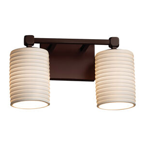 Limoges Collection 2 Light 13 inch Dark Bronze Vanity Light Wall Light in Sawtooth, Cylinder with Flat Rim, Incandescent
