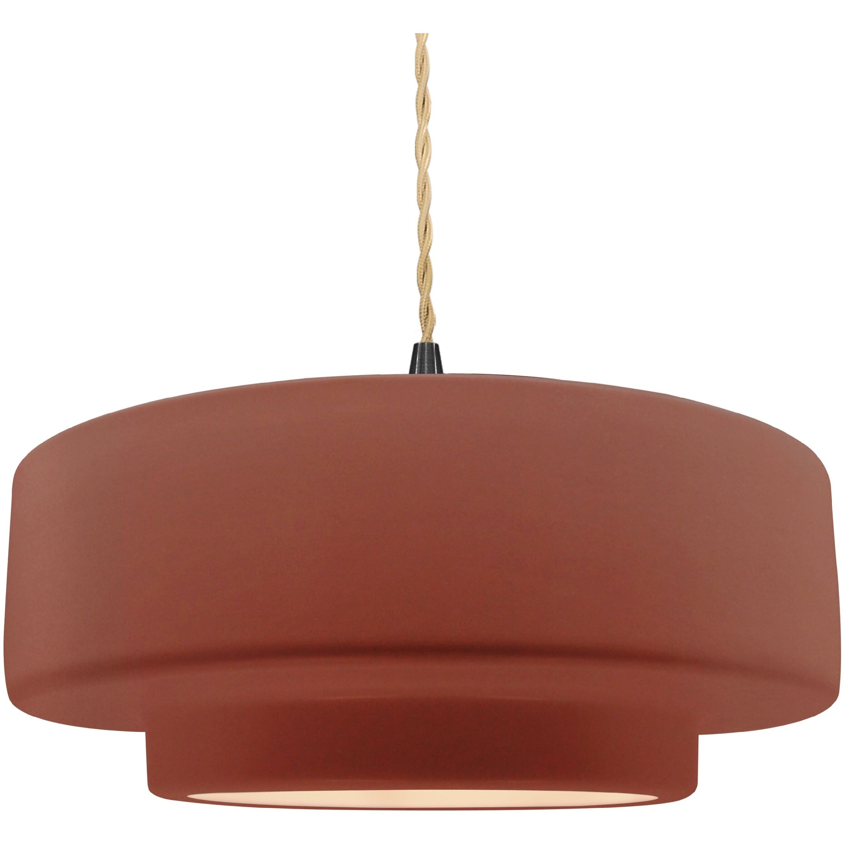Radiance Collection - Tier Pendant Ceiling Light in Matte Black, Replaceable Bulb, Beige Twist Cord, Canyon Clay, 16.25W x 6H, Form+Finish+Function