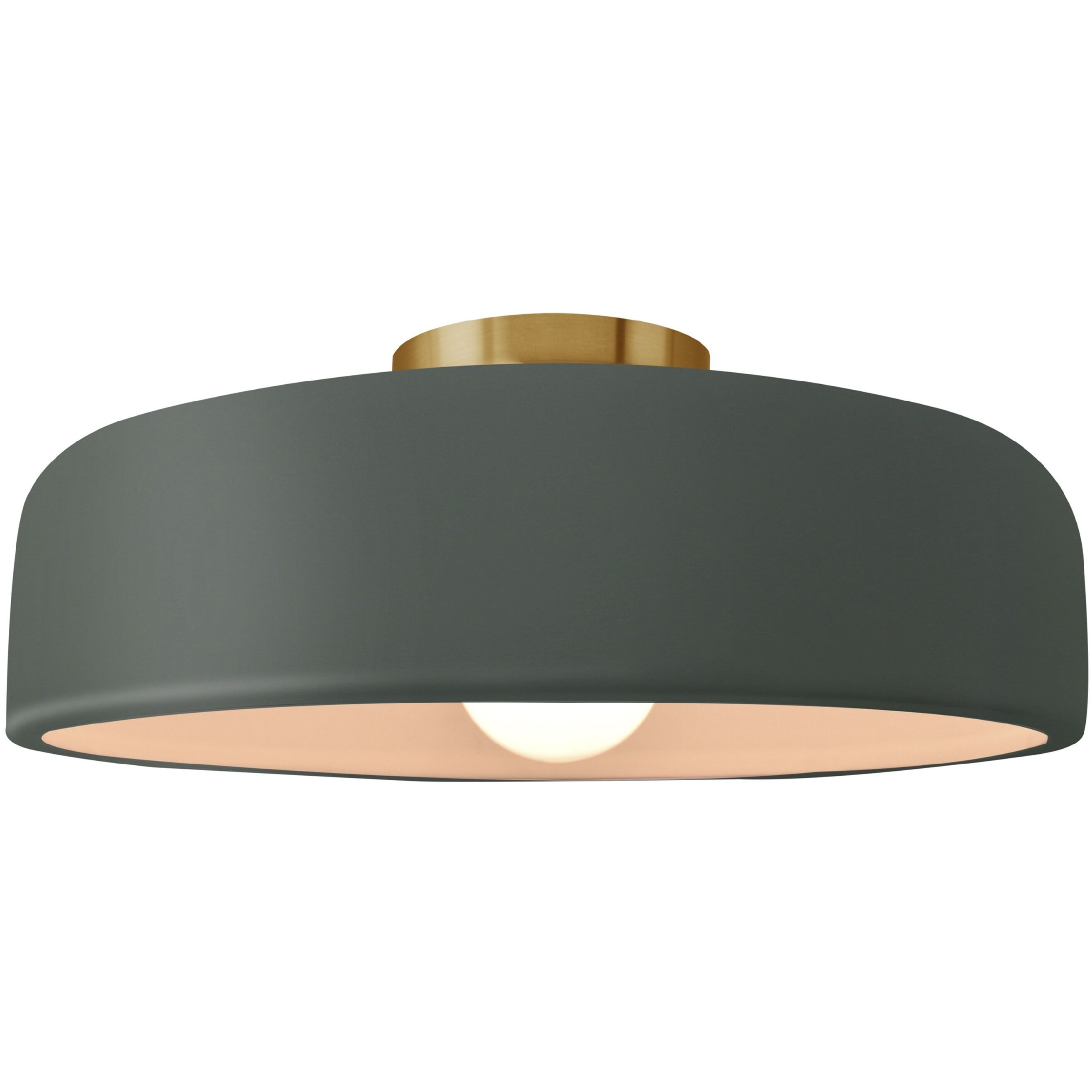 Radiance Collection - Spire 1 Light 13 inch Pewter Green and Brushed Brass Semi-Flush Ceiling Light in Replaceable Bulb, 13W x 6H, Form+Finish+Function