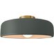 Radiance Collection - Spire 1 Light 13 inch Pewter Green and Brushed Brass Semi-Flush Ceiling Light in Replaceable Bulb, 13W x 6H, Form+Finish+Function