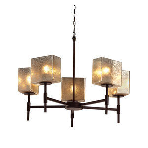 Fusion LED 23 inch Dark Bronze Chandelier Ceiling Light in 3500 Lm LED, Mercury Glass, Rectangle