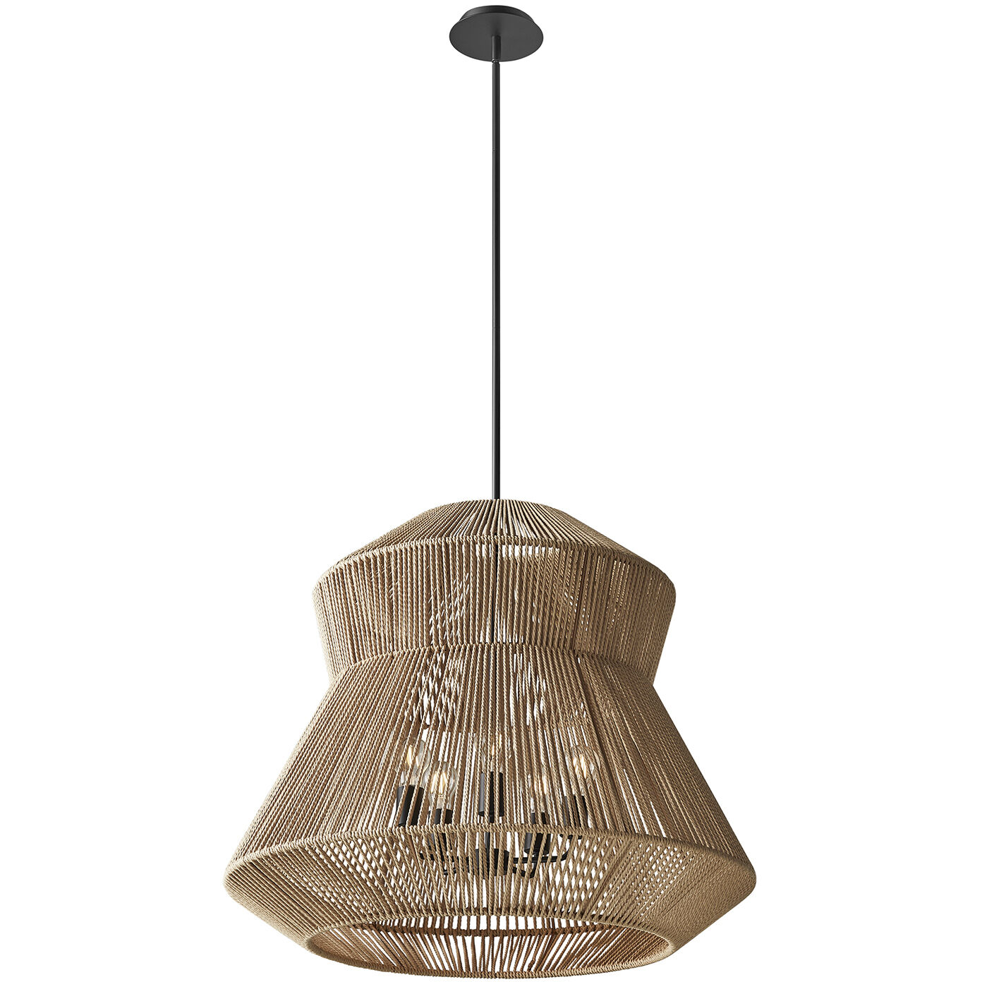Eco LED 30 inch Matte Black Pendant Ceiling Light in Natural