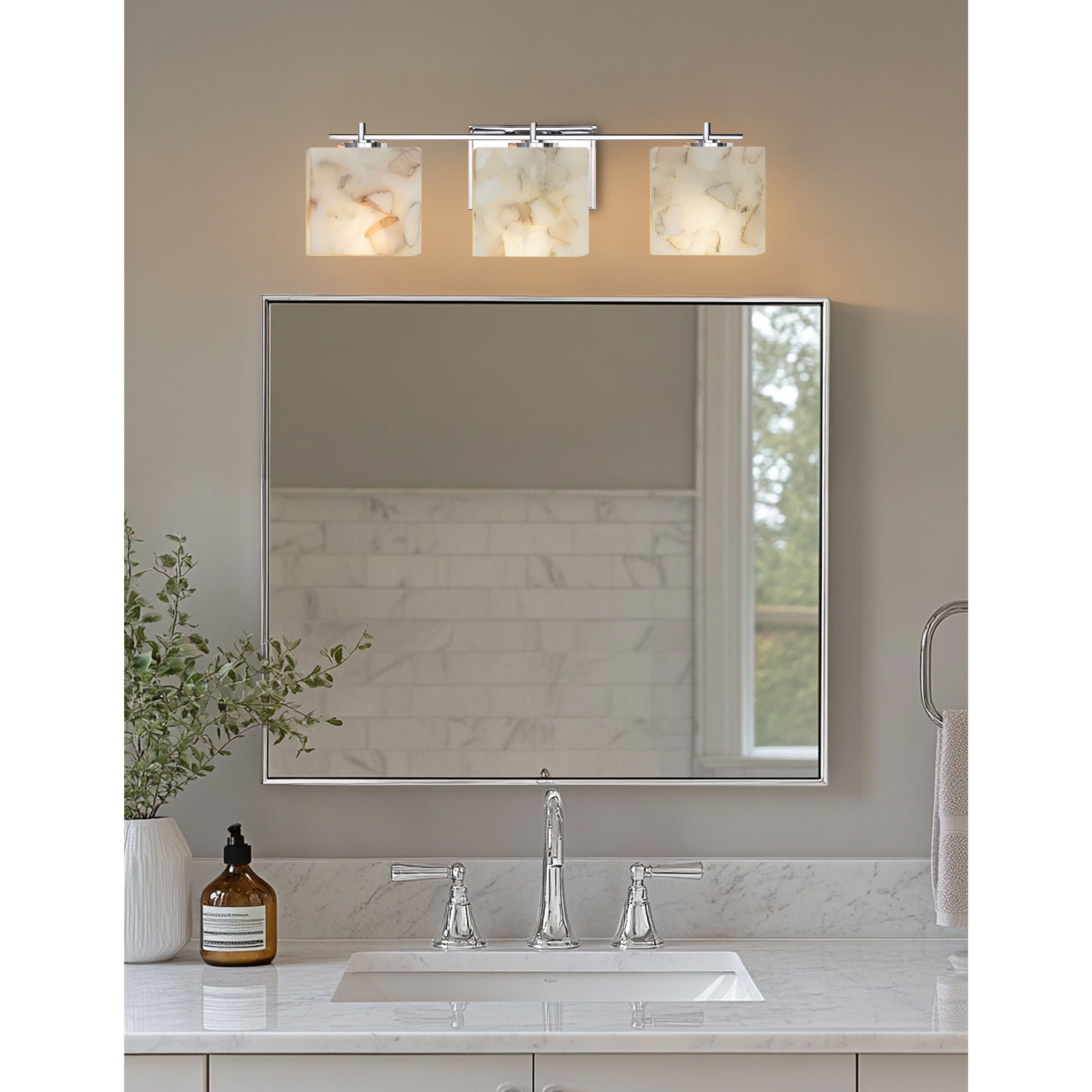 Alabaster Rocks LED 25.75 inch Polished Chrome Vanity Light Wall Light in 2100 Lm LED, Rectangle