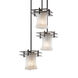 Metropolis 3 Light 7 inch Brushed Nickel Pendant Ceiling Light in Whitewash (Veneto Luce), Cylinder with Rippled Rim