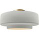 Radiance Collection - Tier LED 14.5 inch Matte White and Brushed Brass Semi-Flush Ceiling Light in Dedicated LED, 14.5W x 7.25H, Form+Finish+Function