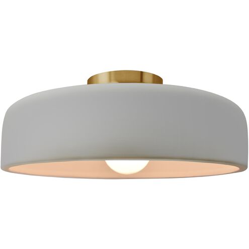 Radiance 1 Light 16 inch Matte White and Brushed Brass Semi Flush Ceiling Light