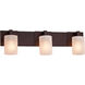 Fusion 3 Light 27 inch Antique Brass Bath Bar Wall Light in Rectangle, Incandescent, Frosted Crackle Fusion