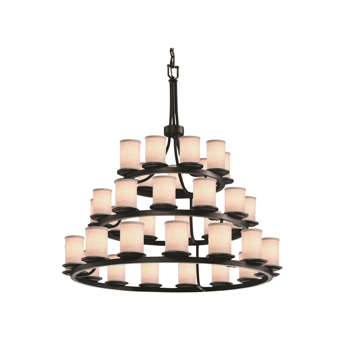 Textile LED 42 inch Matte Black Chandelier Ceiling Light