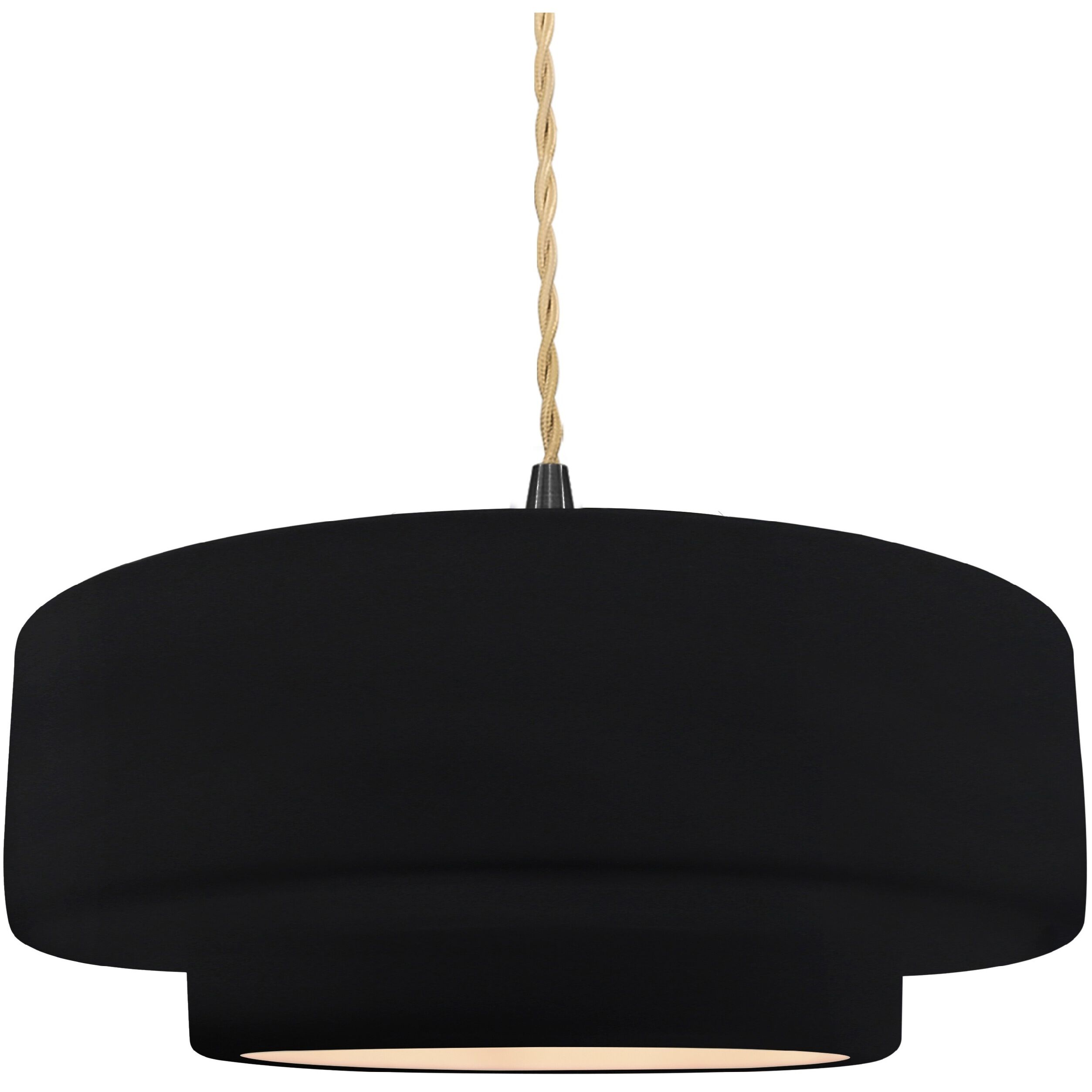 Radiance Collection - Tier Pendant Ceiling Light in Matte Black, Dedicated LED, Beige Twist Cord, Gloss Black/Matte White, 14.5W x 5.25H, Form+Finish+Function