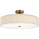 Textile Collection - Genova Family 24 inch Brushed Brass and Cream Linen Semi-Flush Ceiling Light in 24" D x 24" W x 10.25" H, EVOLV