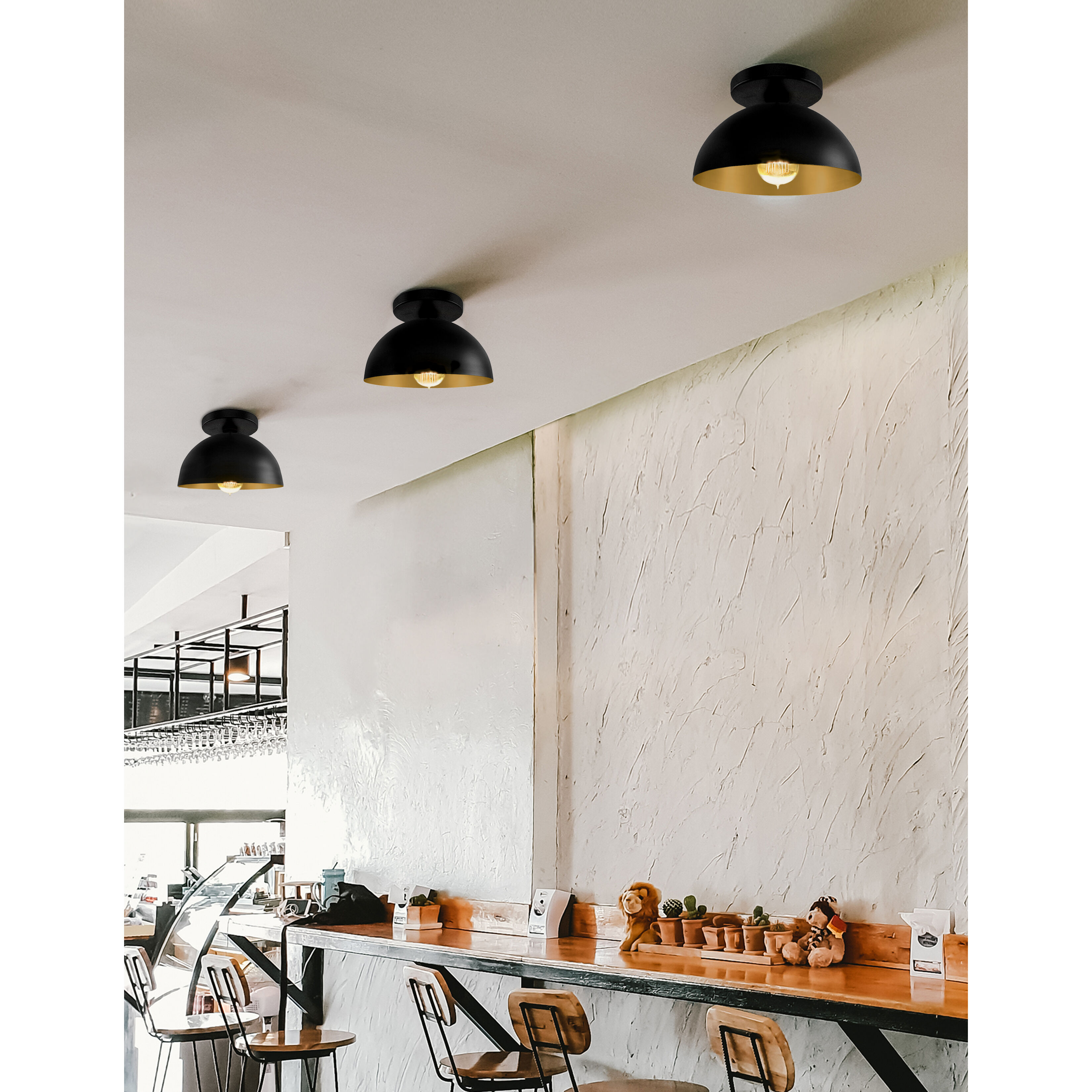 Elias 1 Light 9 inch Matte Black Semi-Flush Ceiling Light