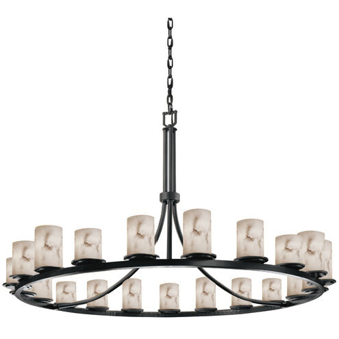 LumenAria 21 Light 60 inch Matte Black Chandelier Ceiling Light in Cylinder with Flat Rim, Incandescent