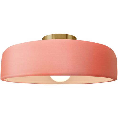 Radiance 1 Light 16 inch Gloss Blush and Brushed Brass Semi Flush Ceiling Light