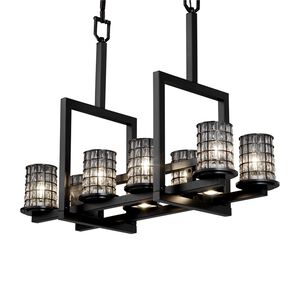 Wire Glass 11 Light 13 inch Dark Bronze Chandelier Ceiling Light in Grid with Clear Bubbles