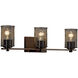 Wire Mesh 3 Light 24 inch Dark Bronze Bath/Vanity Wall Light in Cylinder with Flat Rim
