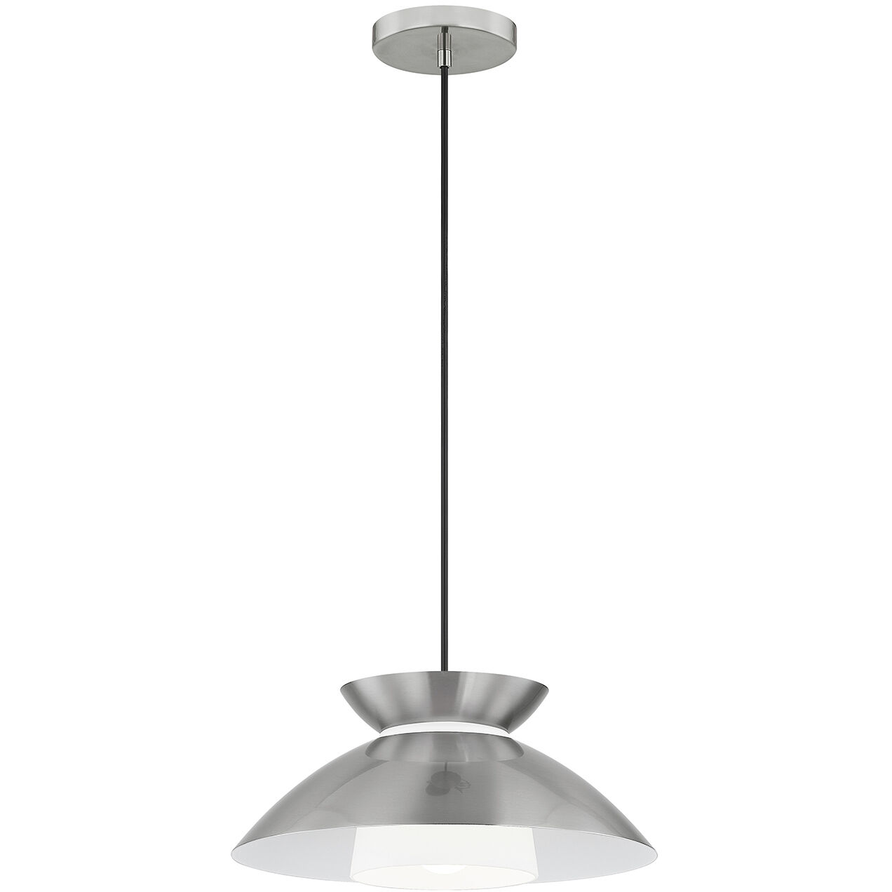Fusion Collection 1 Light 14.25 inch Brushed Nickel Pendant Ceiling Light, Noreen Family
