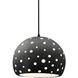 Perforated Globe Pendant Ceiling Light in Matte Black, Black Cord, Replaceable Bulb, Carbon Matte Black, 10W x 7.75H, Form+Finish+Function