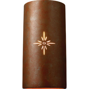 Sun Dagger Cylinder 2 Light 21 inch Rust Patina Outdoor Wall Sconce in Incandescent, Sunburst, Really Big