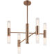 Fusion Collection - Rimini Family 8 Light 24 inch Brushed Brass and Clear Ribbed Chandelier Ceiling Light in 24" D x 24" W x 17.25" H, EVOLV
