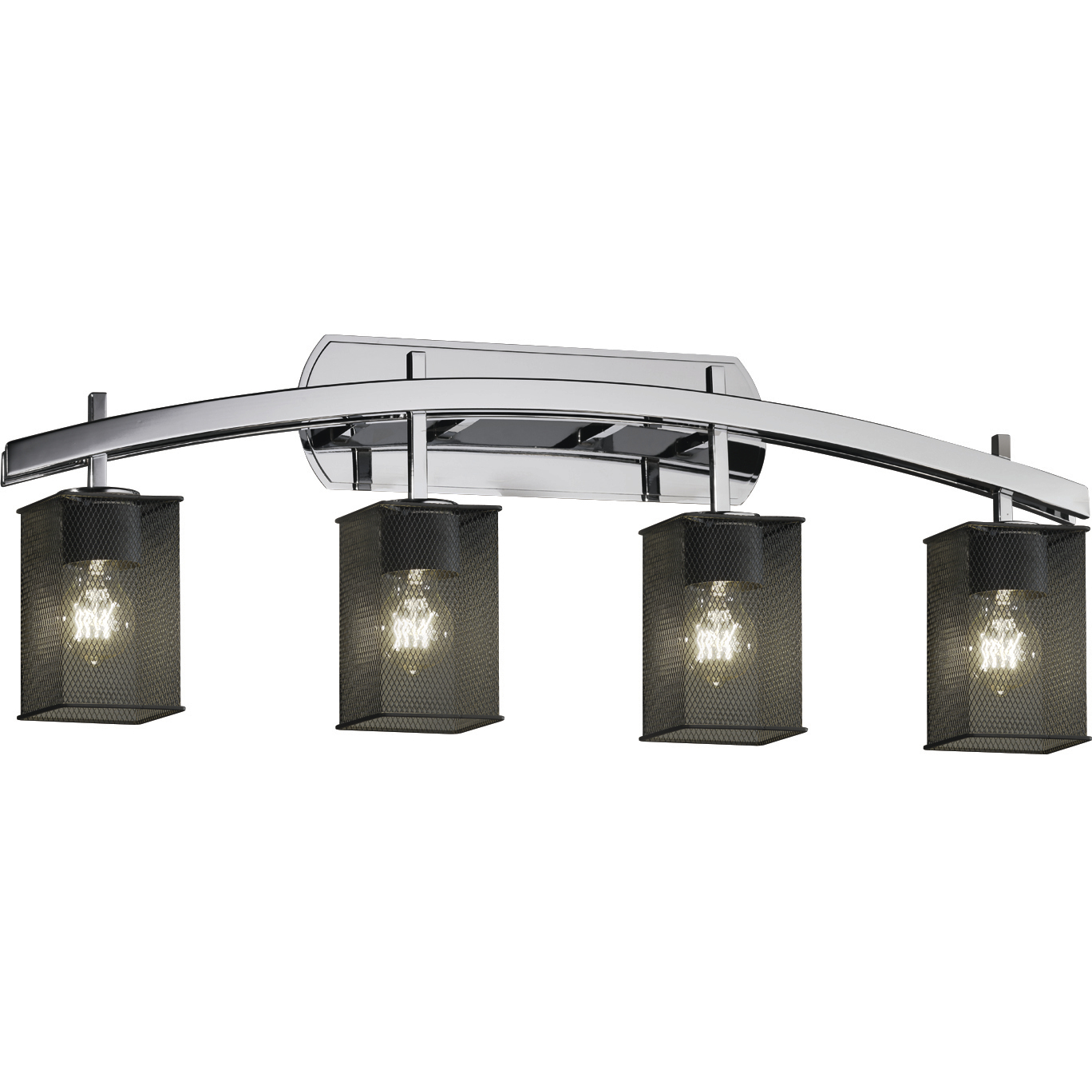 Archway 4 Light 35.5 inch Brushed Nickel Bath Light Wall Light in Square with Flat Rim