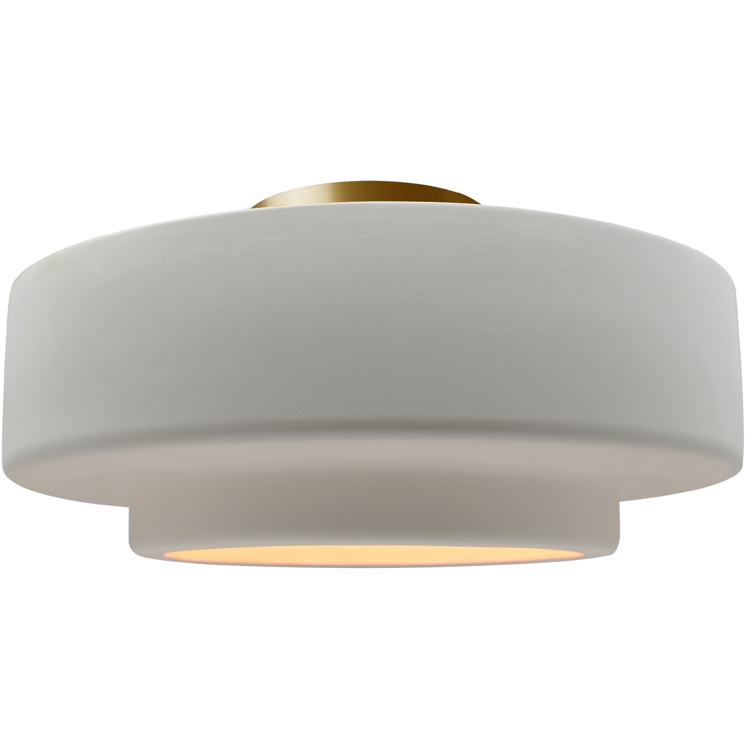 Radiance Collection - Tier LED 14.5 inch Bisque and Brushed Brass Semi-Flush Ceiling Light in Dedicated LED, 14.5W x 7.25H, Form+Finish+Function