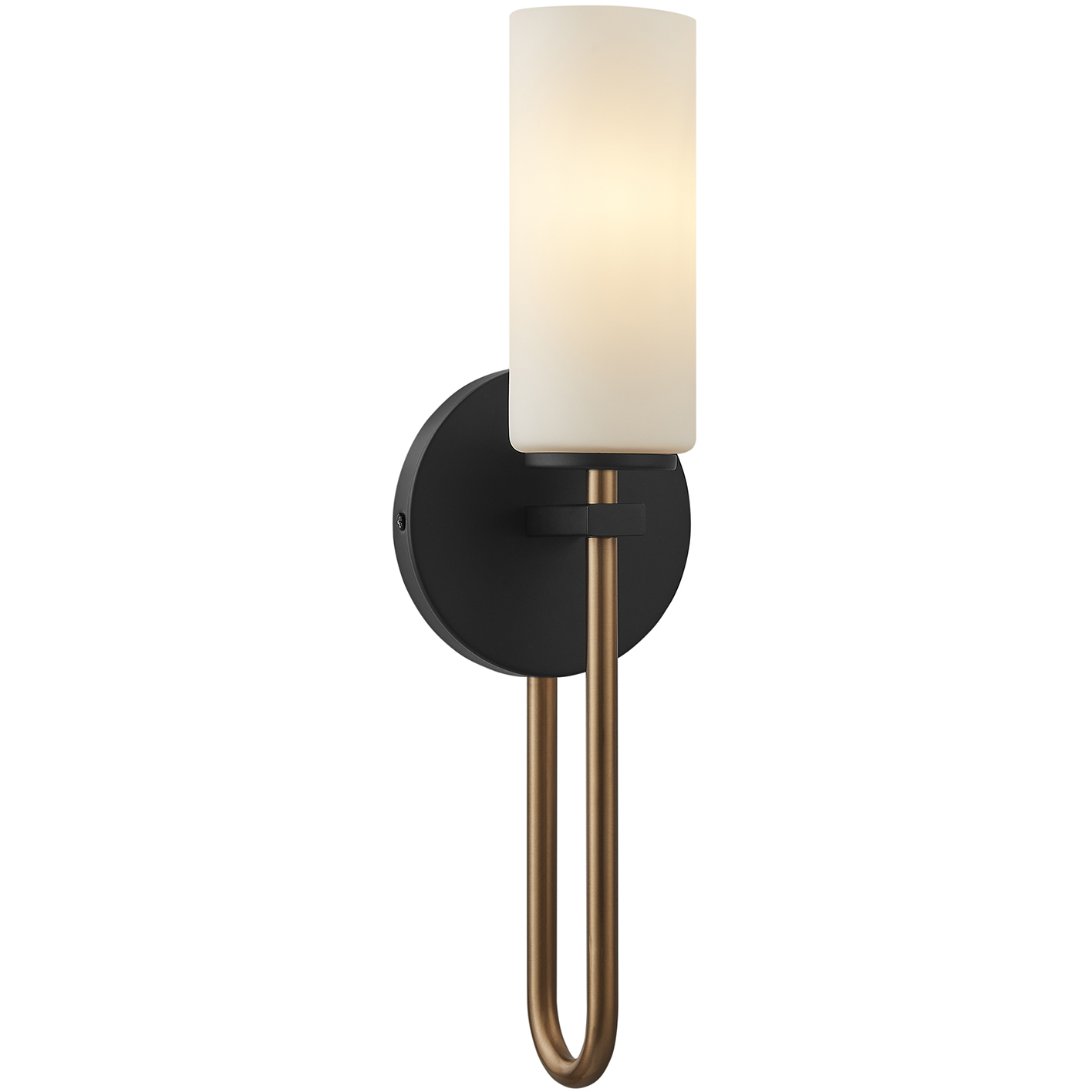 Fusion Collection - Tilburg Family 1 Light 5 inch Matte Black and Brass and Opal ADA Wall Sconce Wall Light, EVOLV