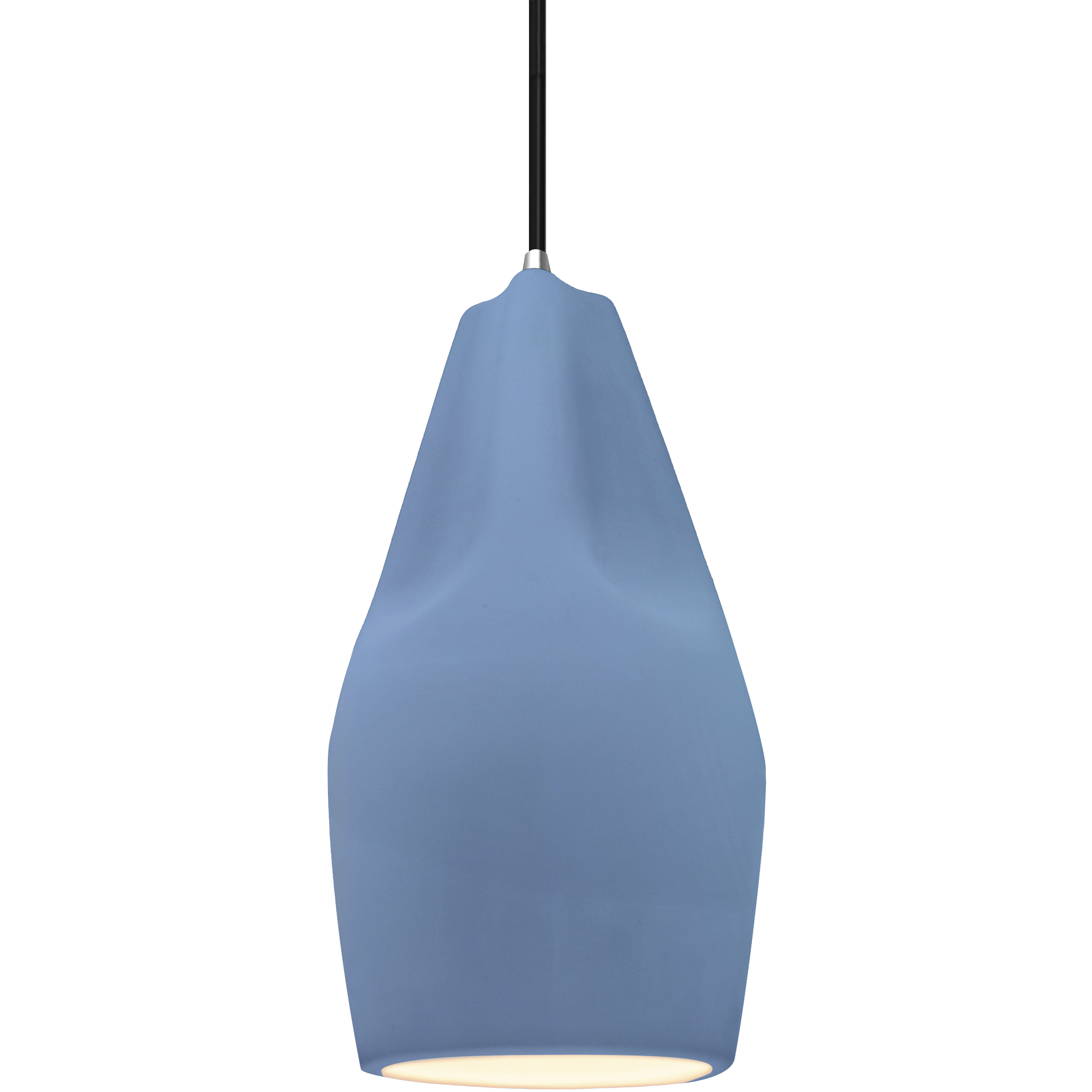 Radiance Collection - Crease LED 5.75 inch Sky Blue Pendant Ceiling Light in Polished Chrome, Dedicated LED, Black, Form+Finish+Function