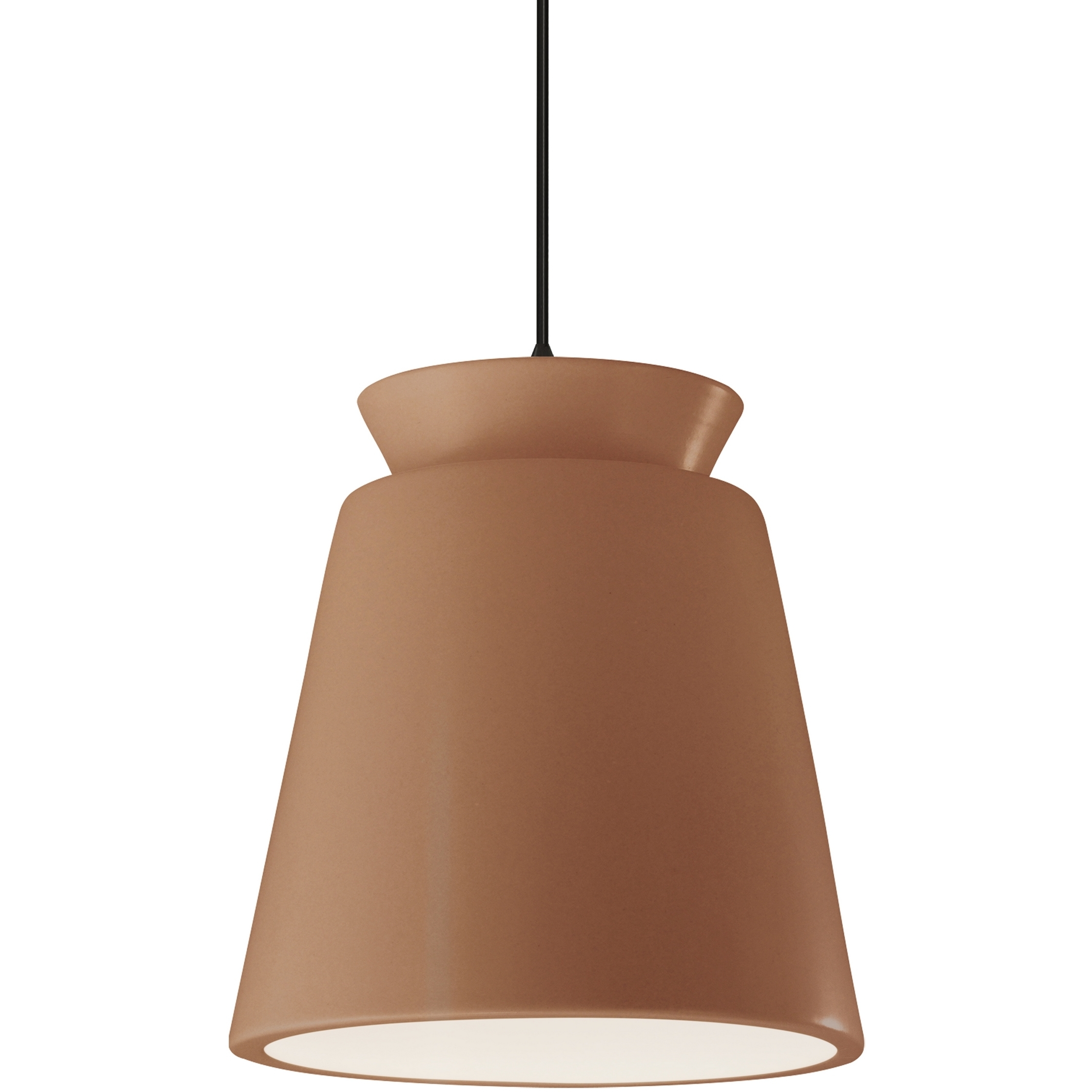 Radiance Collection - Trapezoid LED 13.5 inch Adobe Pendant Ceiling Light in Matte Black, Dedicated LED, Black, Form+Finish+Function
