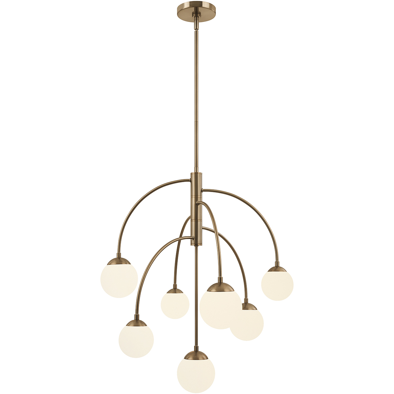 Fusion Collection - Noho Family 7 Light 25 inch Brushed Brass and Etched Opal Chandelier Ceiling Light in 25" D x 25" W x 28.25" H, EVOLV