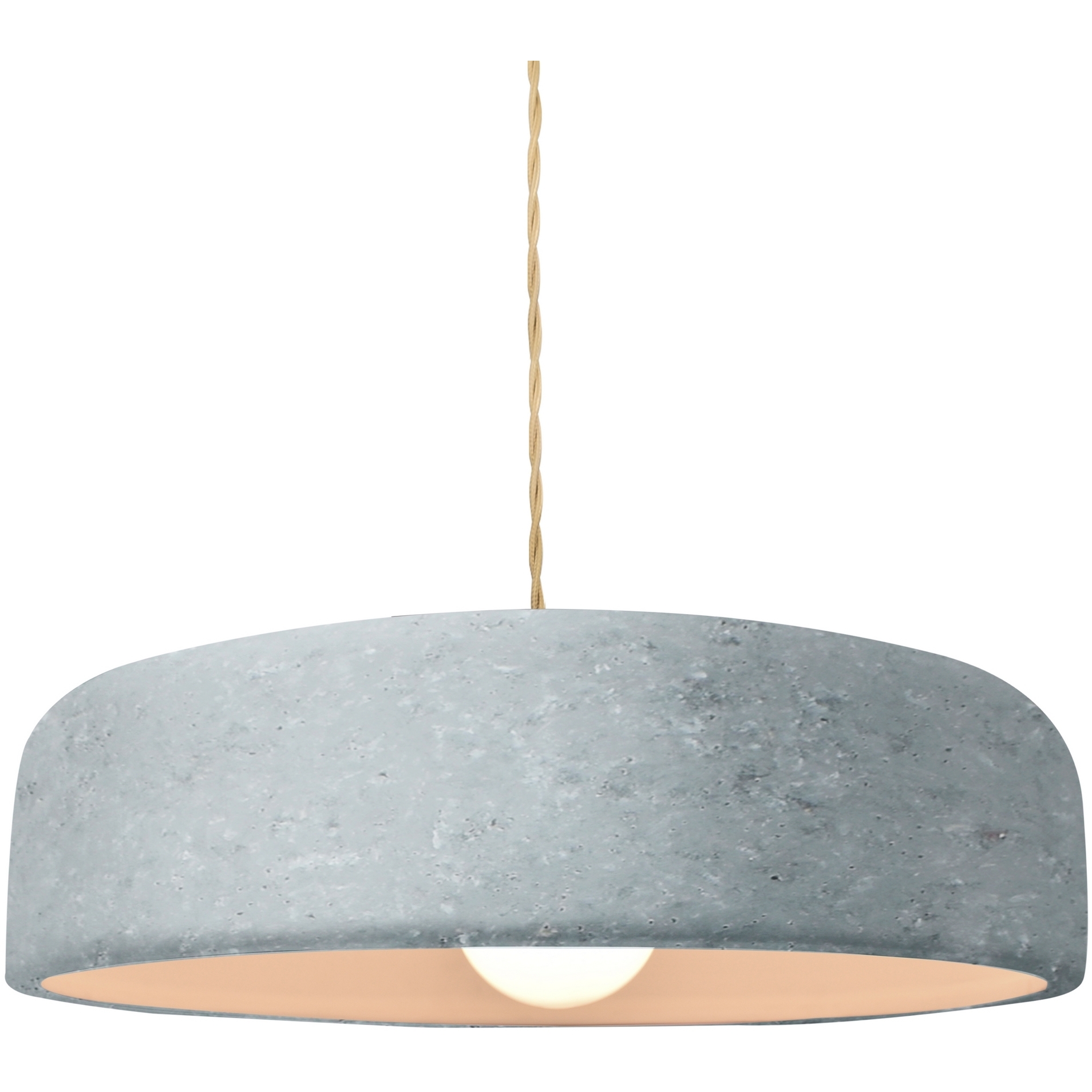 Radiance Collection - Spire 1 Light 13 inch Concrete Pendant Ceiling Light in Brushed Brass, Replaceable Bulb, Beige Twist Cord, 13W x 4H, Form+Finish+Function