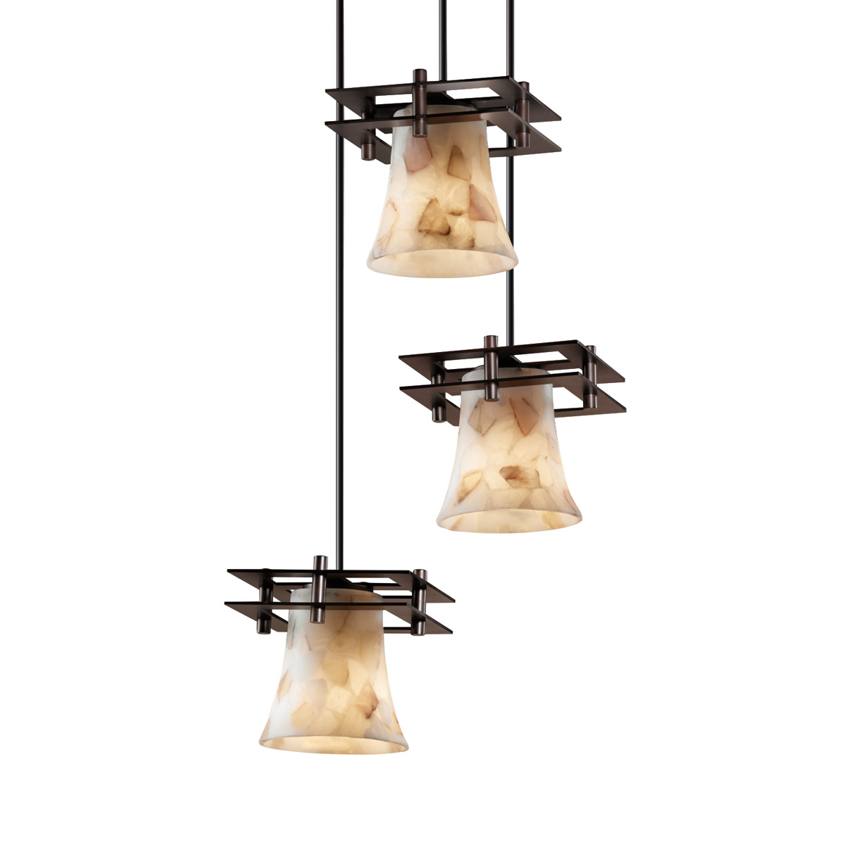 Metropolis 3 Light Dark Bronze Pendant Ceiling Light in Round Flared