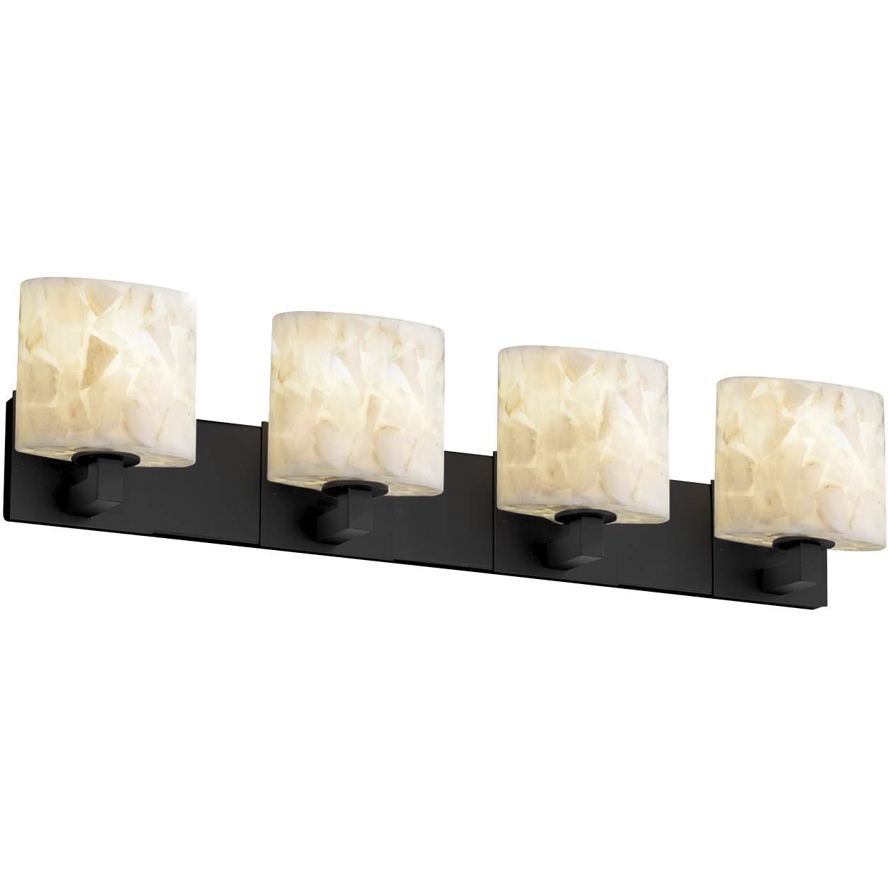 Alabaster Rocks 4 Light 35.25 inch Matte Black Bath Bar Wall Light in Oval, Incandescent