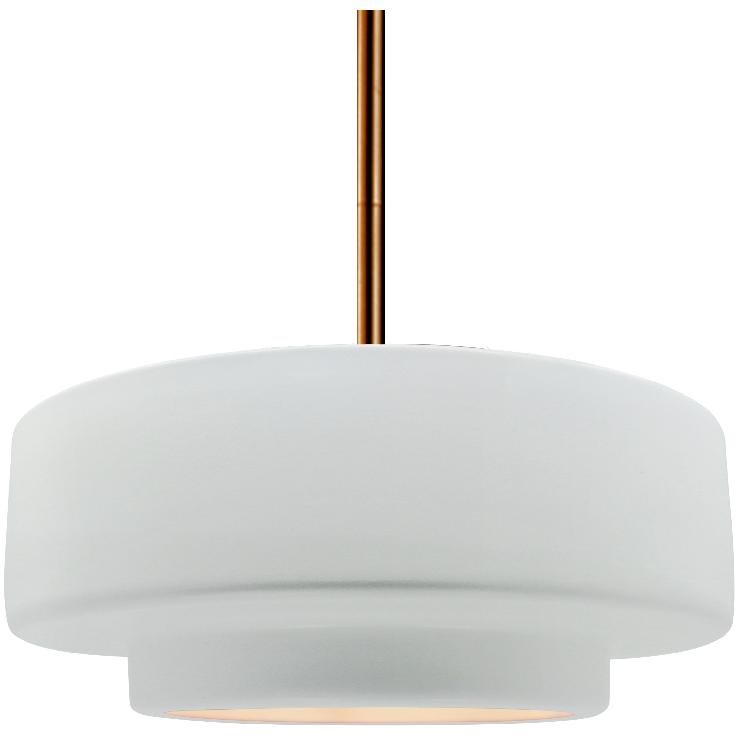 Radiance Collection - Tier Pendant Ceiling Light in Brushed Brass, Black Cord, Replaceable Bulb, Gloss White, 14.5W x 5.25H, Form+Finish+Function