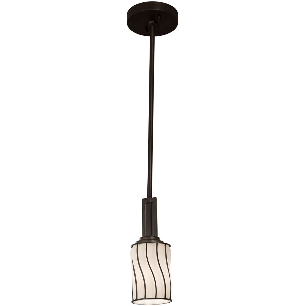 Wire Glass 1 Light 4 inch Dark Bronze Pendant Ceiling Light in Grid with Opal, Square with Flat Rim, Incandescent
