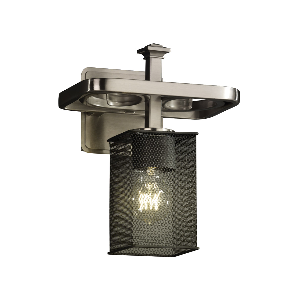 Arcadia 1 Light 9 inch Brushed Nickel Wall Sconce Wall Light in Square with Flat Rim