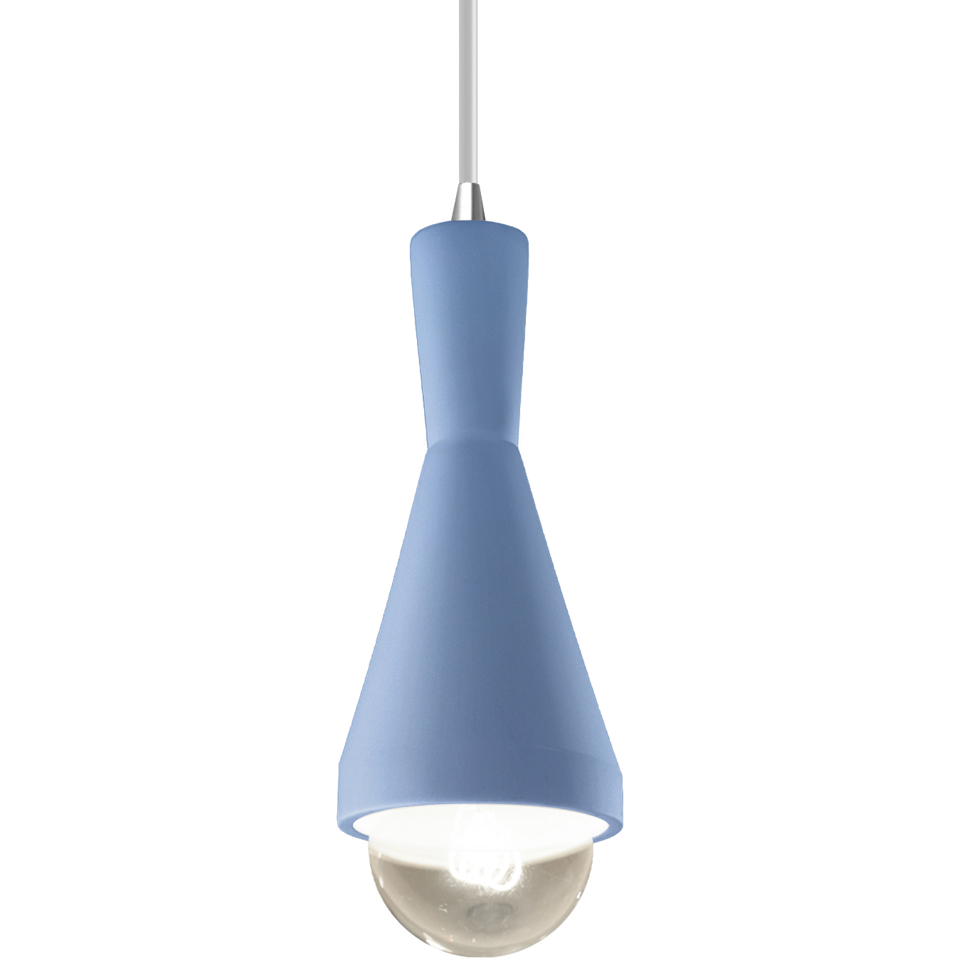 Radiance Collection - Erlen 1 Light 4.75 inch Sky Blue and Polished Chrome Pendant Ceiling Light in Replaceable Bulb, White, Form+Finish+Function