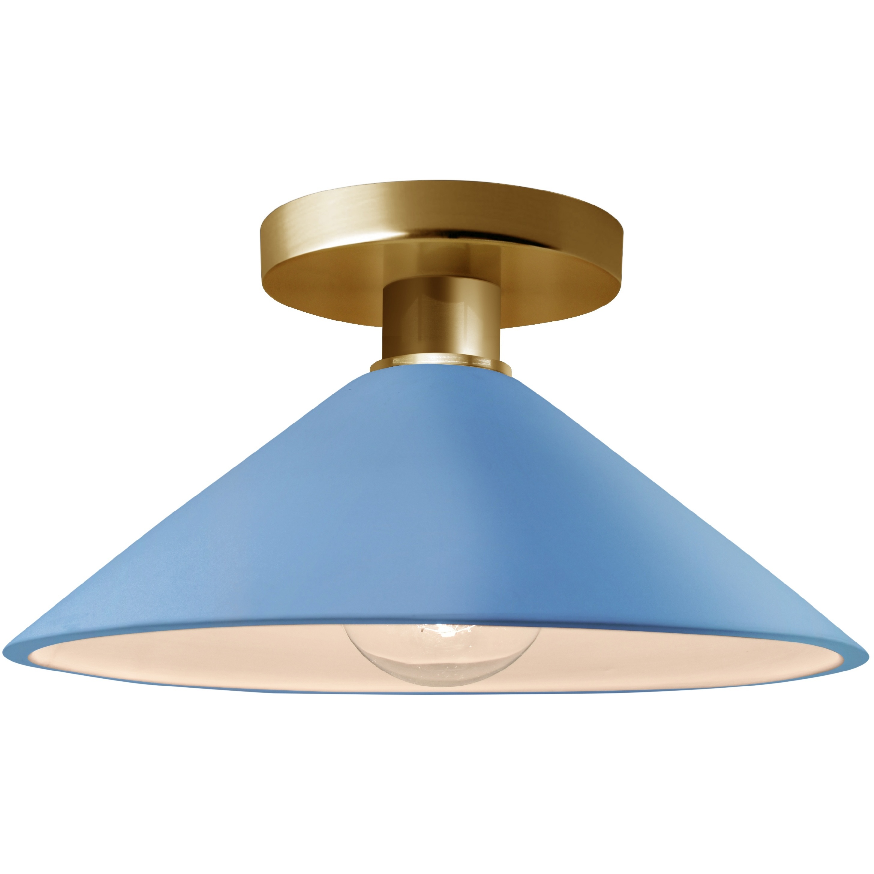 Radiance 1 Light 11.75 inch Sky Blue and Polished Brass Semi Flush Ceiling Light