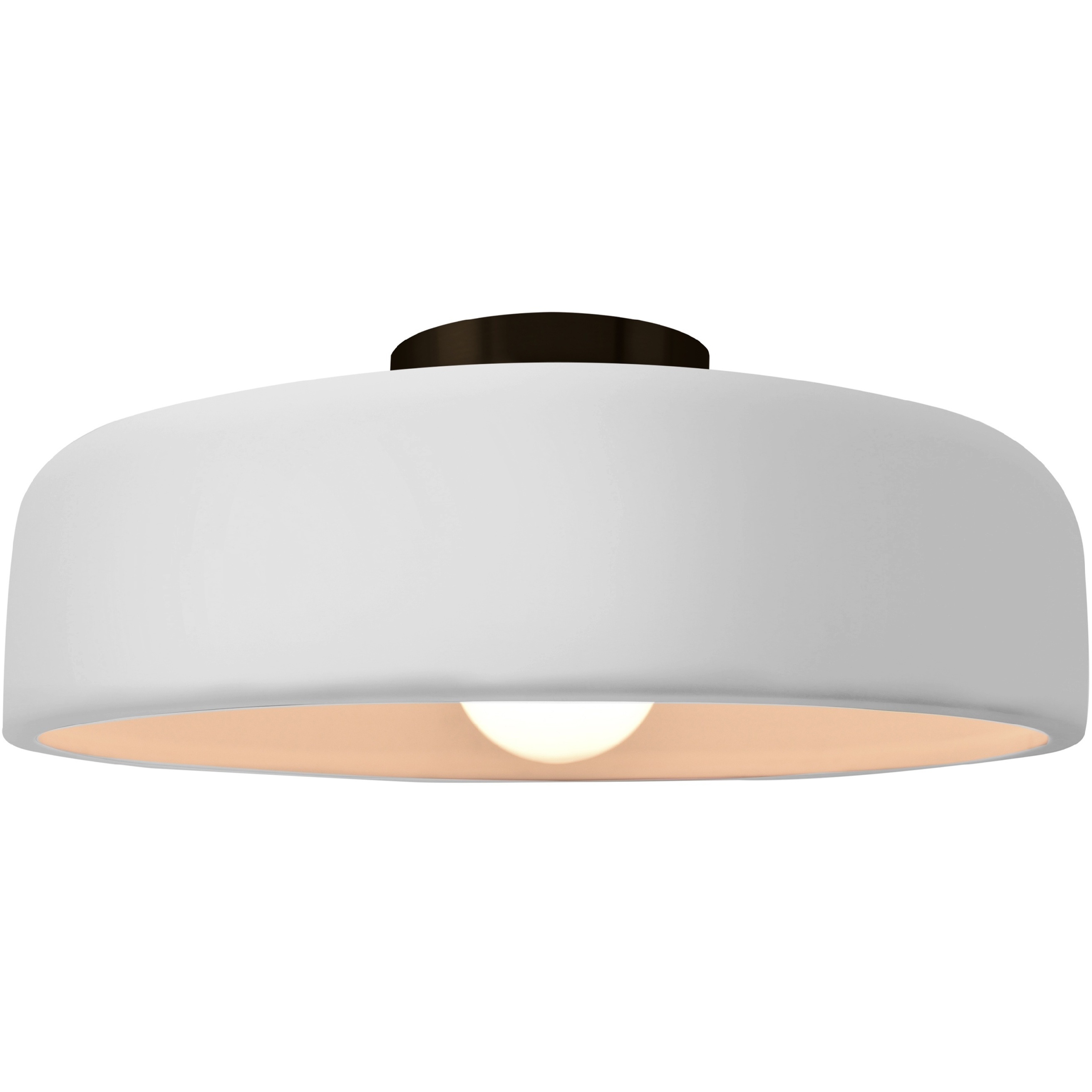 Radiance Collection - Spire 1 Light 13 inch Gloss White and Matte Black Semi-Flush Ceiling Light in Replaceable Bulb, 13W x 6H, Form+Finish+Function