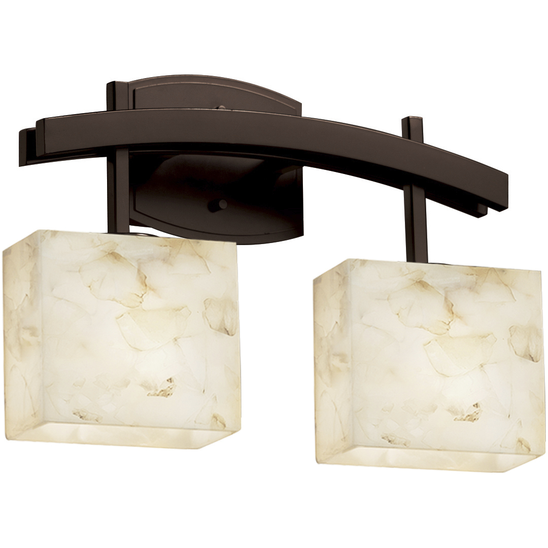 Alabaster Rocks 2 Light 15.5 inch Dark Bronze Bath Bar Wall Light in Round Flared, Incandescent