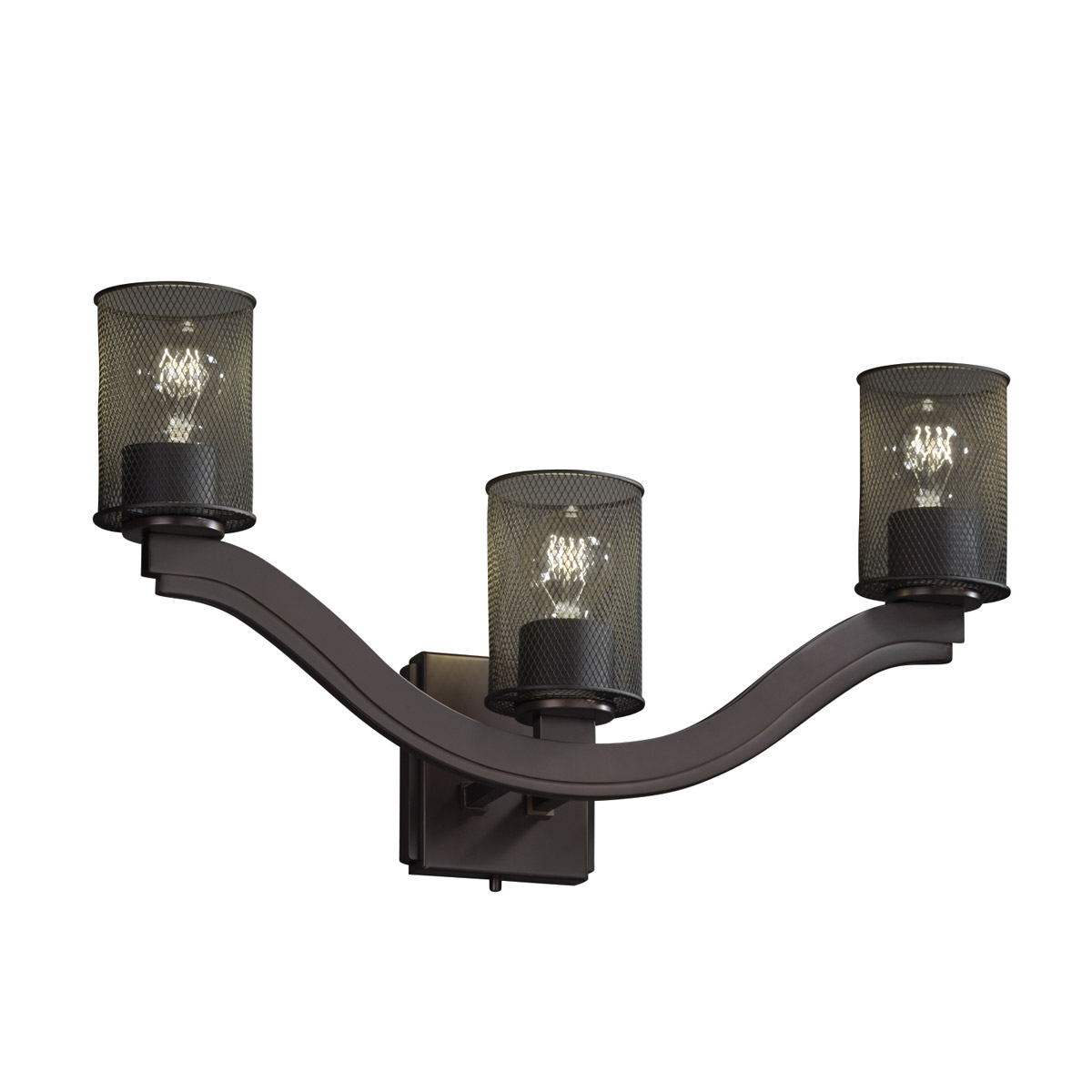 Bend 3 Light 24 inch Dark Bronze Wall Sconce Wall Light in Cylinder with Flat Rim