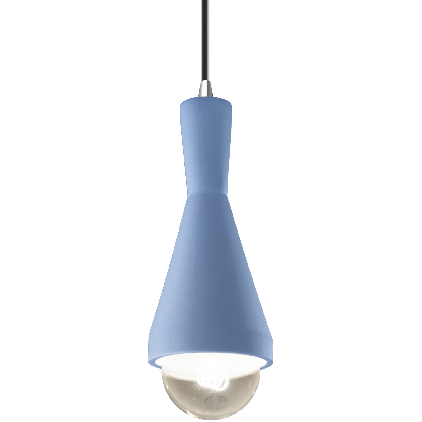 Radiance Collection - Erlen 1 Light 4.75 inch Sky Blue and Polished Chrome Pendant Ceiling Light in Replaceable Bulb, Black, Form+Finish+Function