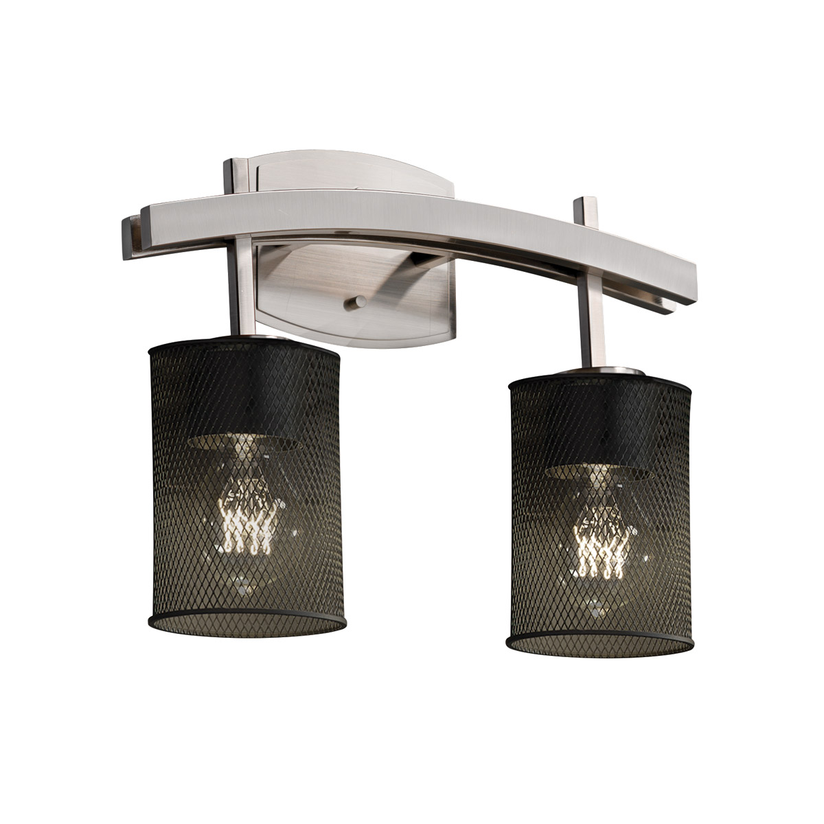 Archway 2 Light 15.5 inch Brushed Nickel Bath Light Wall Light in Square with Flat Rim