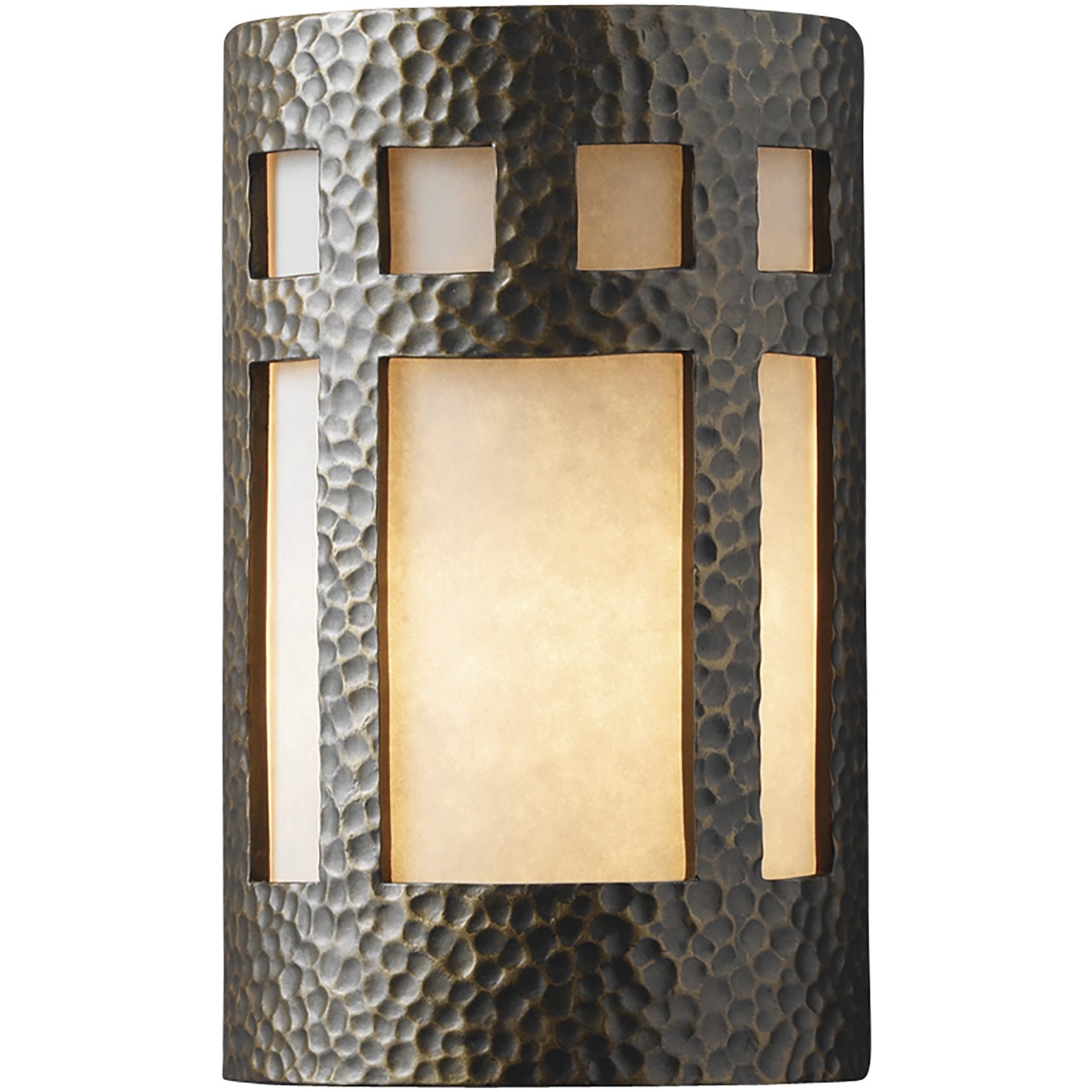 Ambiance Cylinder LED 12.5 inch Hammered Copper Outdoor Wall Sconce, Large