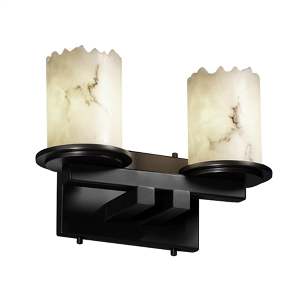 LumenAria Dakota Family 2 Light 13 inch Matte Black Bath Bar Wall Light in Cylinder with Broken Rim, Incandescent