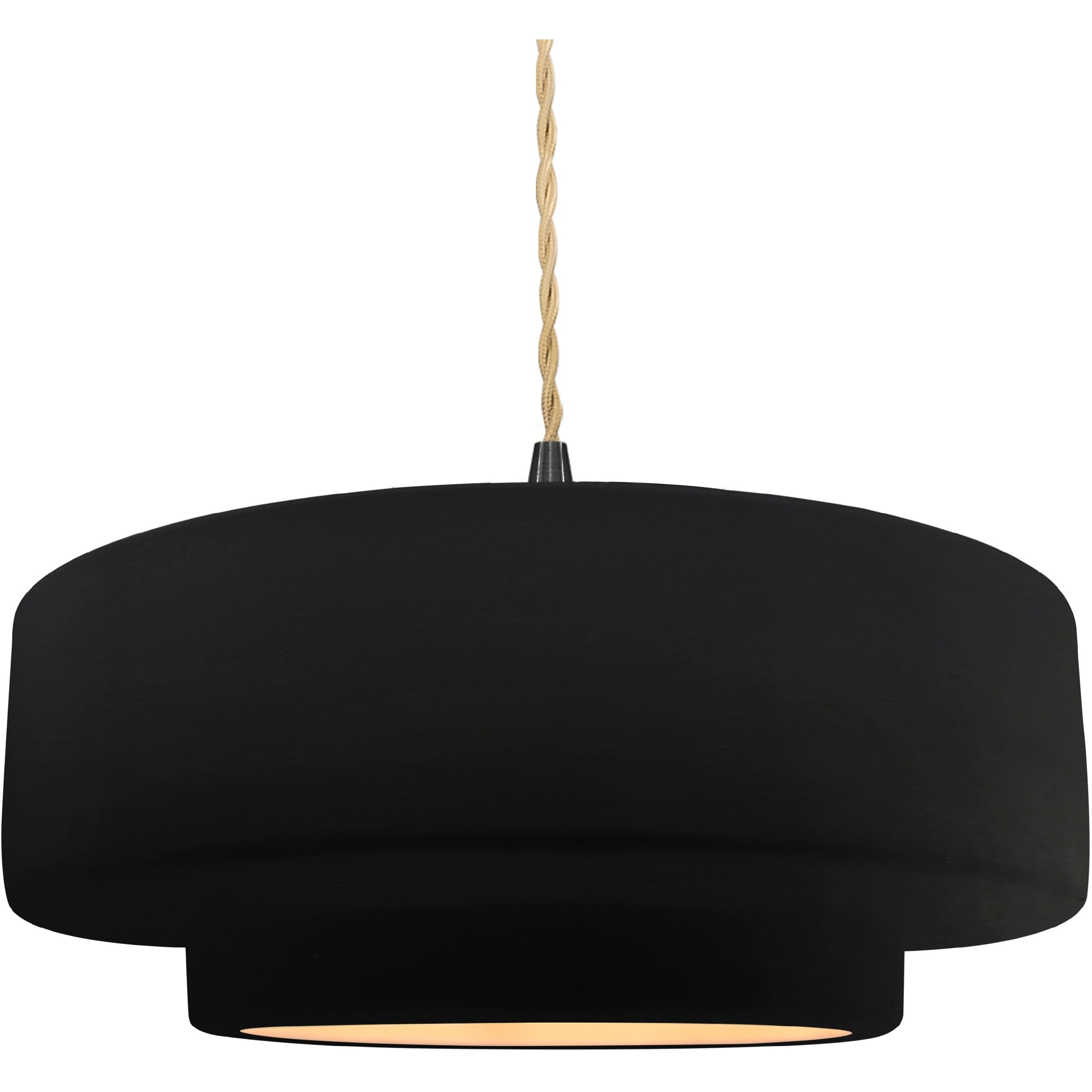 Radiance Collection - Tier Pendant Ceiling Light in Matte Black, Replaceable Bulb, Beige Twist Cord, Carbon Matte Black/Champagne Gold, 16.25W x 6H, Form+Finish+Function