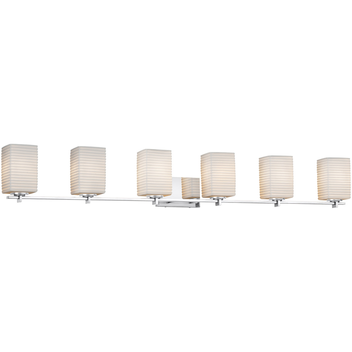 Limoges 6 Light 54 inch Brushed Nickel Bath Bar Wall Light in Bamboo, Cylinder with Flat Rim, Incandescent
